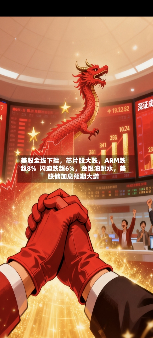 美股全线下挫	，芯片股大跌，ARM跌超8%  闪迪跌超6%，金银油跳水，美联储加息预期大增-第2张图片