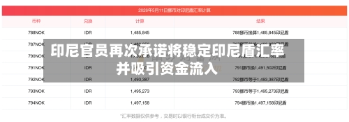 印尼官员再次承诺将稳定印尼盾汇率并吸引资金流入-第3张图片