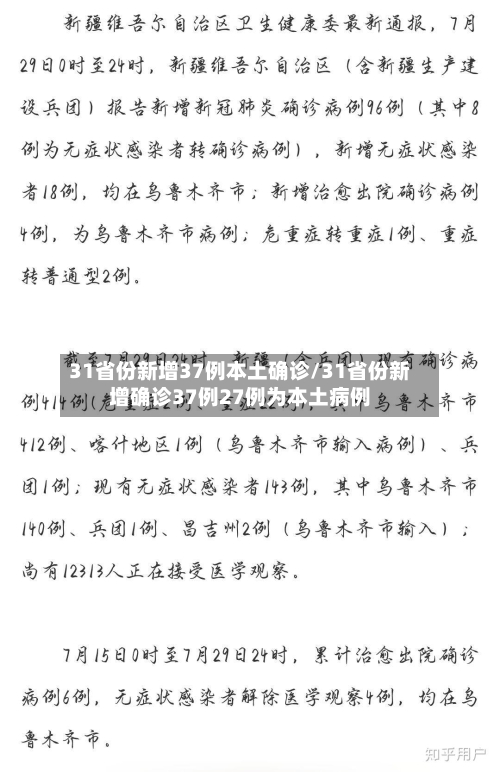 31省份新增37例本土确诊/31省份新增确诊37例27例为本土病例-第2张图片