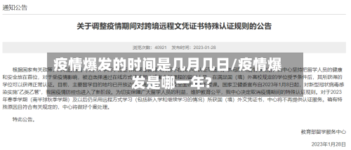 疫情爆发的时间是几月几日/疫情爆发是哪一年?-第2张图片