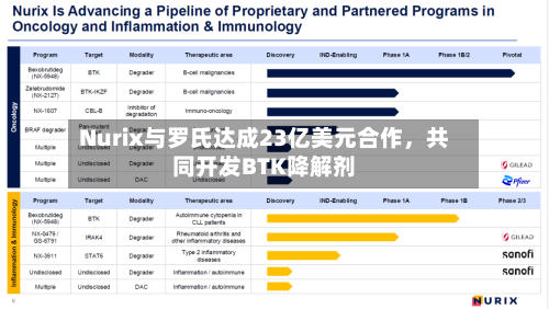 Nurix与罗氏达成23亿美元合作，共同开发BTK降解剂